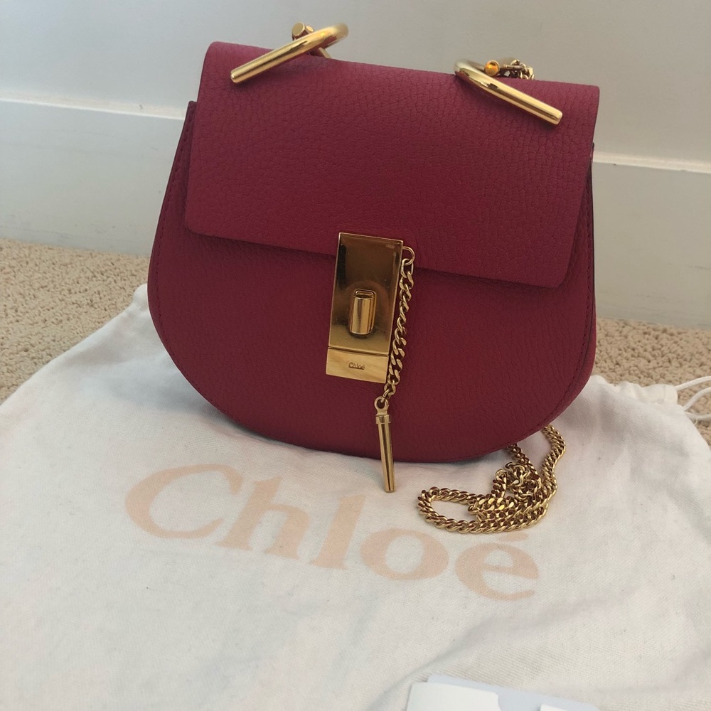 100% Authentic Chloe Drew Bag Wine Purple/Pink